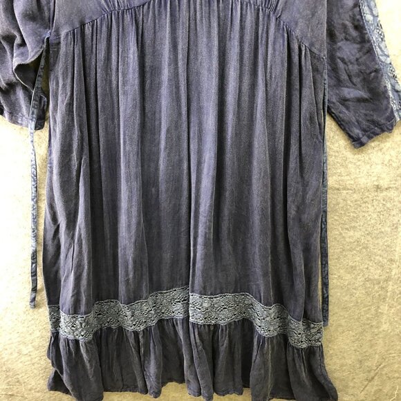 NWT April Cornell Maxi Dress XL Sunwashed Navy Agatha Long Sleeve Blue Rayon - Picture 4 of 13